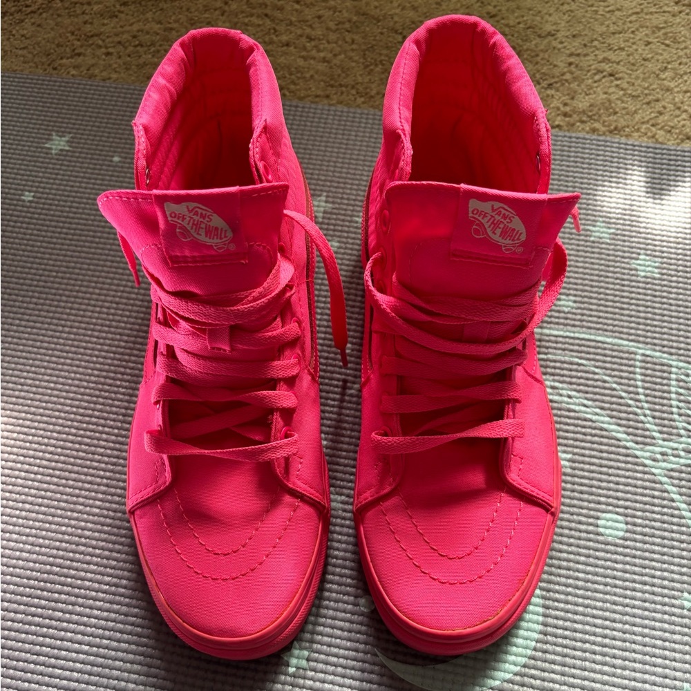 VANS high top women or men’s neon pink sneakers